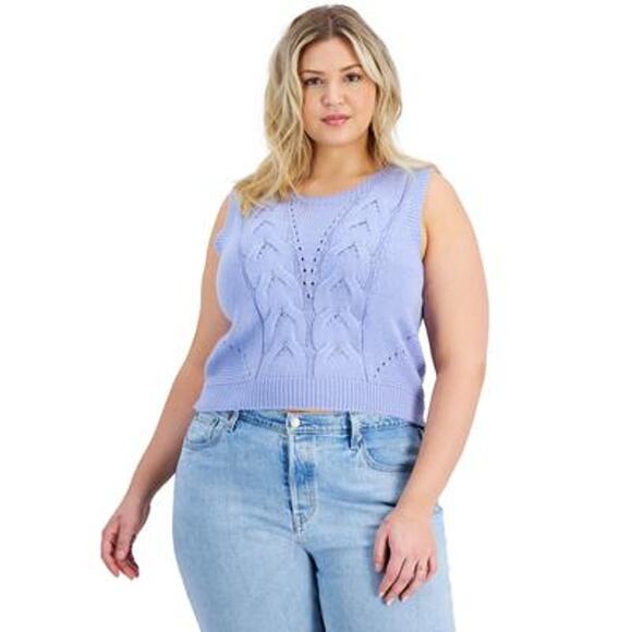 Plus Size Full Circle Trends Cropped Novelty Cable-Front Sweater Vest 2X  NWT - Picture 1 of 2